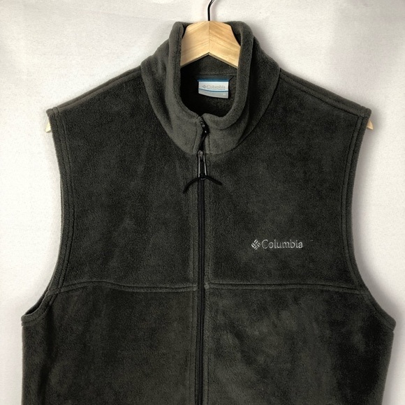 Columbia Gray & Tan Full Zip Fleece Vest M - Picture 3 of 7